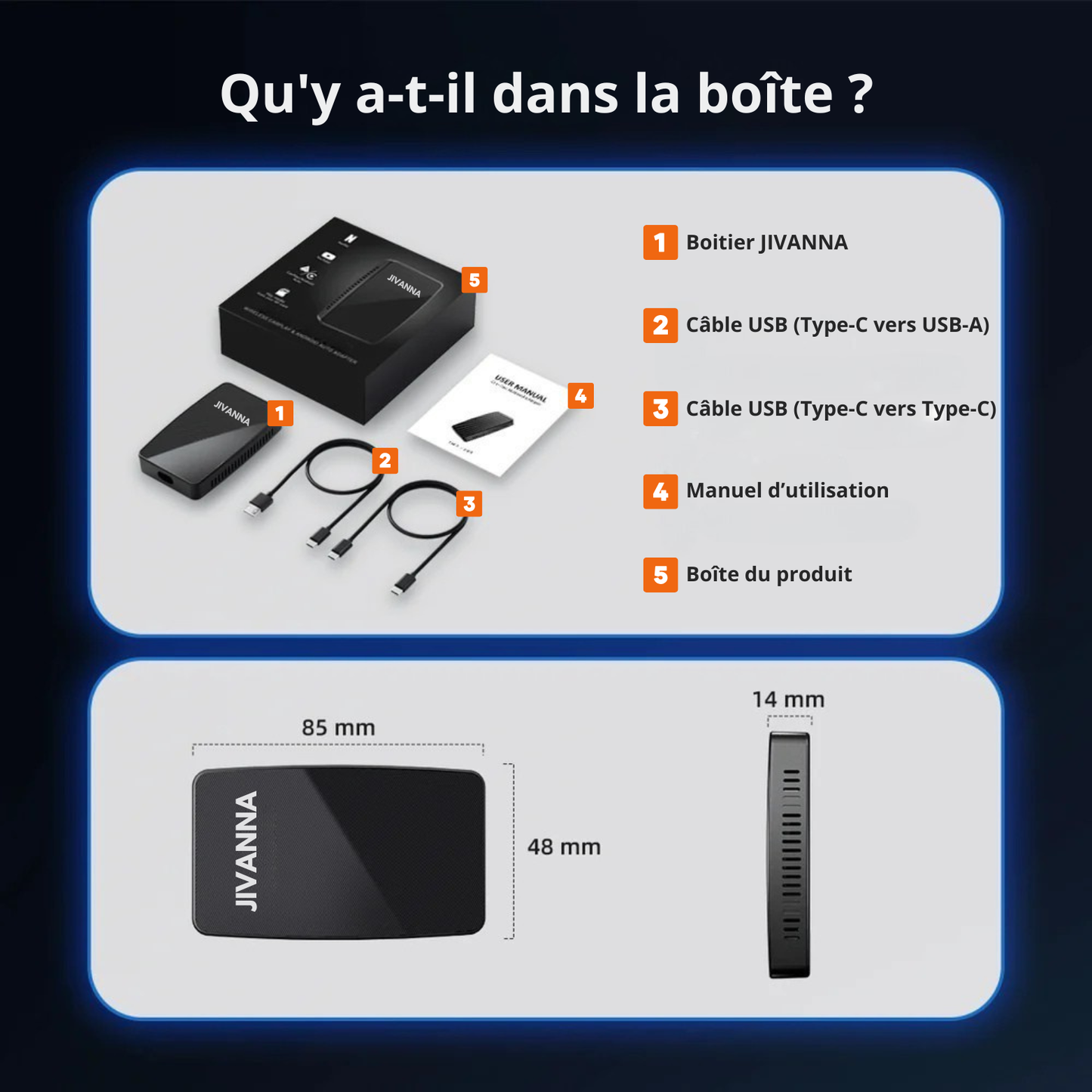 Adaptateur CarPlay & Android Auto sans fil