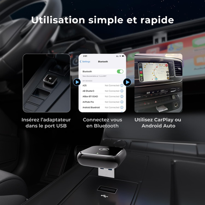 Mini Adaptateur Sans Fil 2-en-1 (CarPlay & Android Auto)