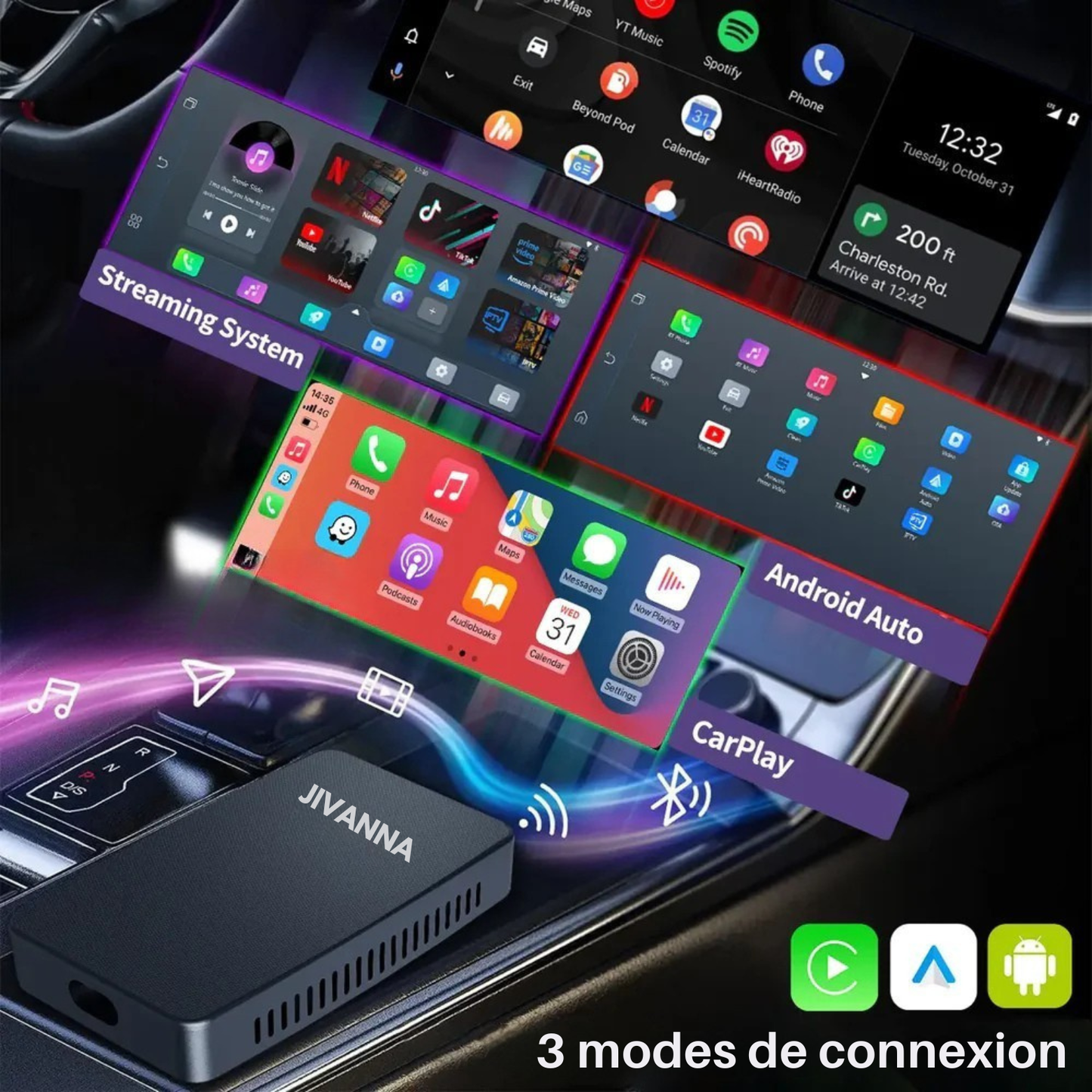 Adaptateur CarPlay & Android Auto sans fil