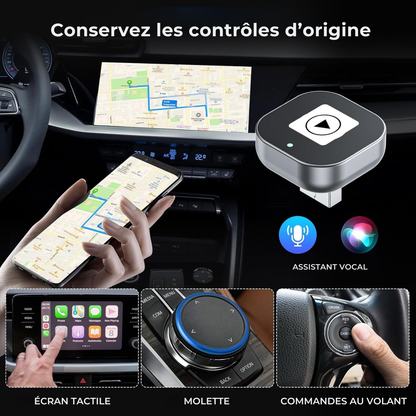 Mini Adaptateur Sans Fil 2-en-1 (CarPlay & Android Auto)