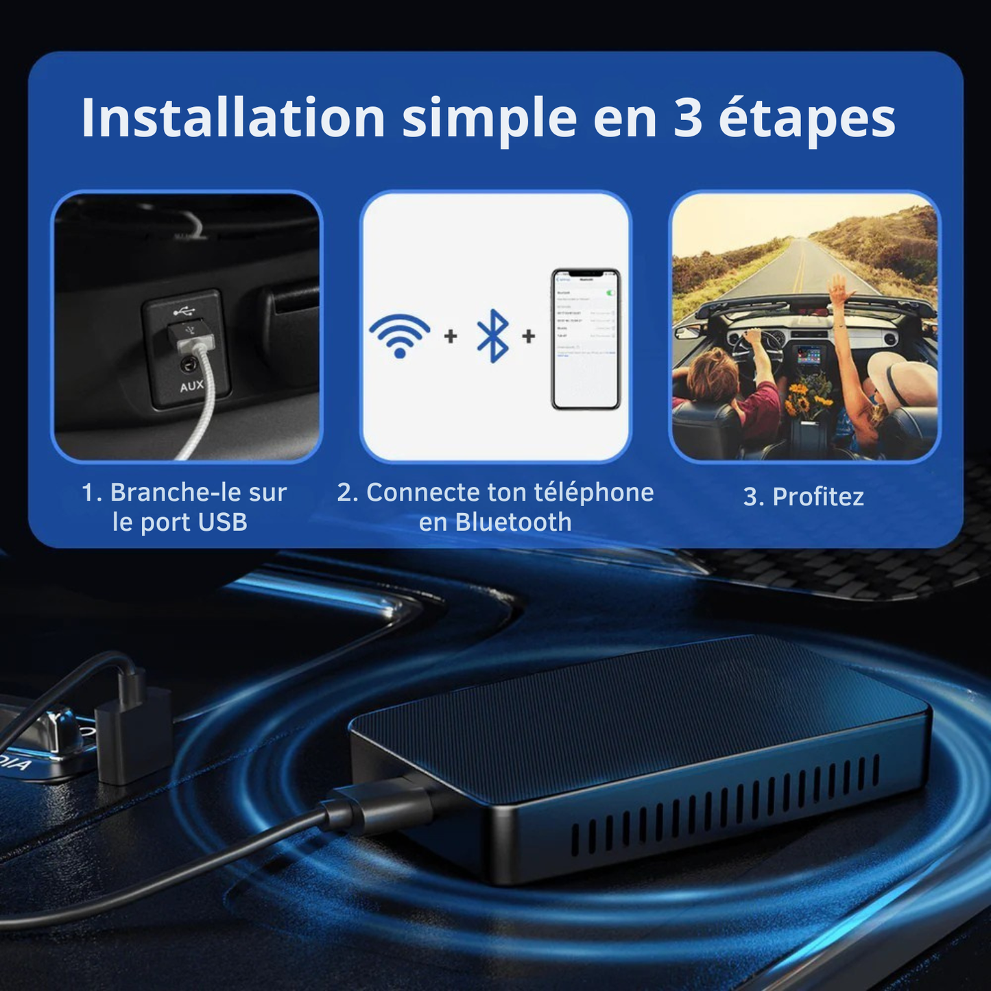 Adaptateur CarPlay & Android Auto sans fil
