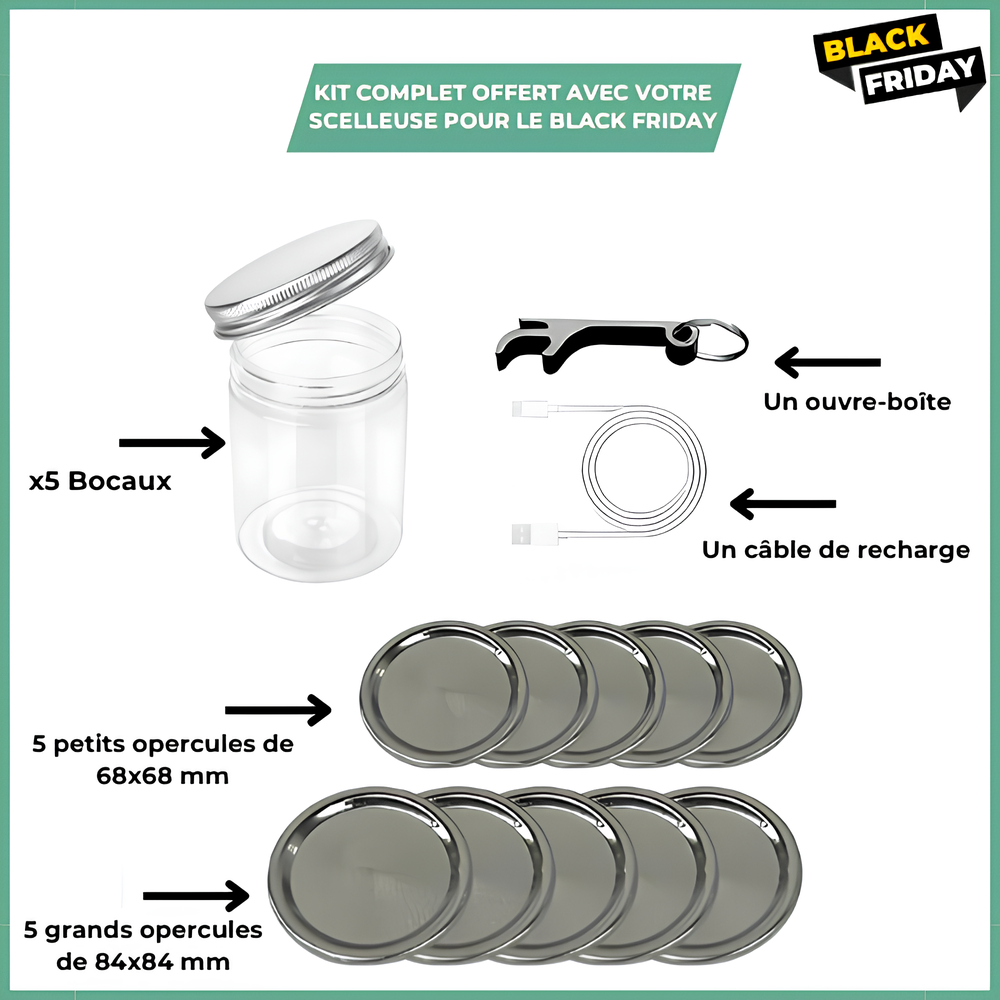 SCELLEUSE DE BOCAL AUTOMATIQUE +KIT COMPLET D'UTILISATION OFFERT